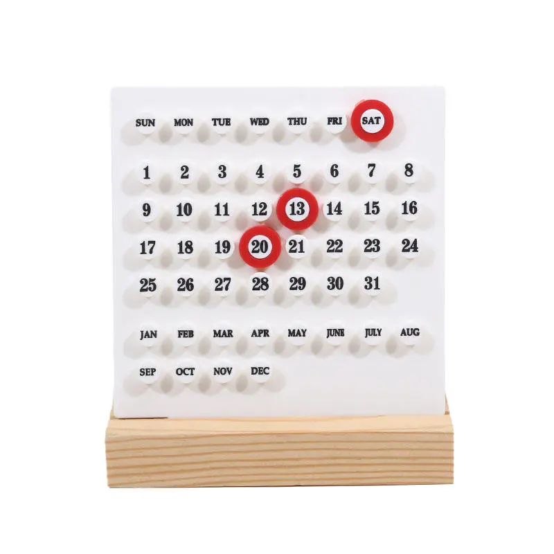 1pc Wood Perpetual Calendar Montessori Calendar Cute Desk Calendar Adjustable Week Month Date Display Calendar Home Office Desk