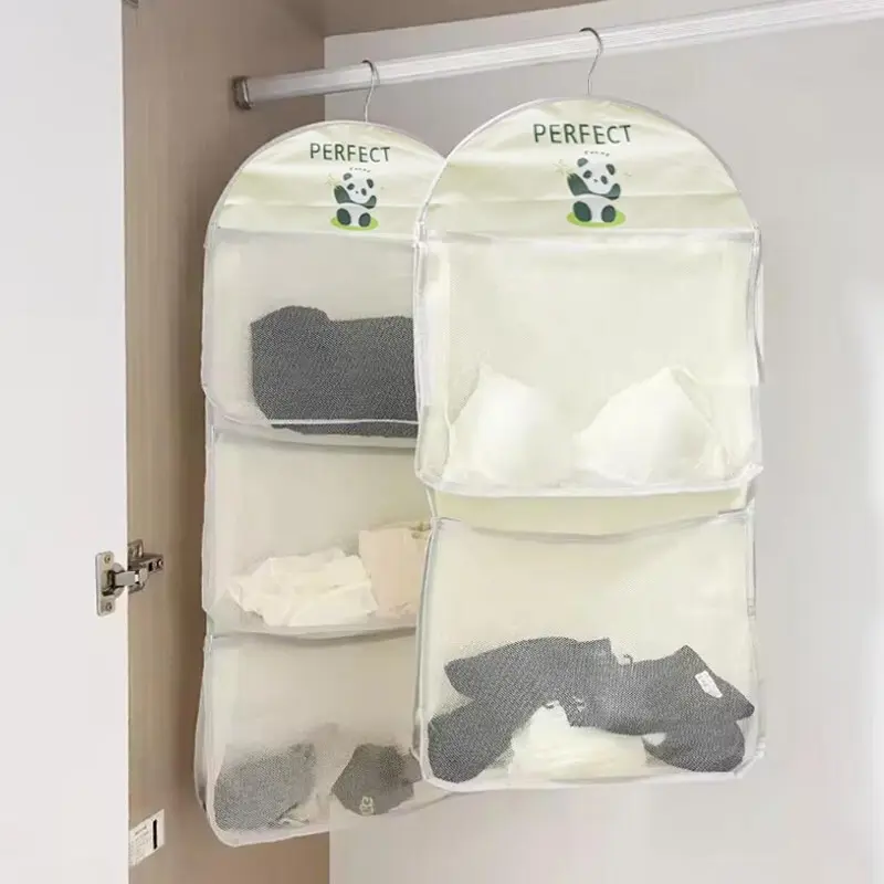 Multi-layer Mesh Storage Hanging Bag Space-saving Lightweight Durable Suitable For Bras Underwear Socks Home Cloth Storage Bag