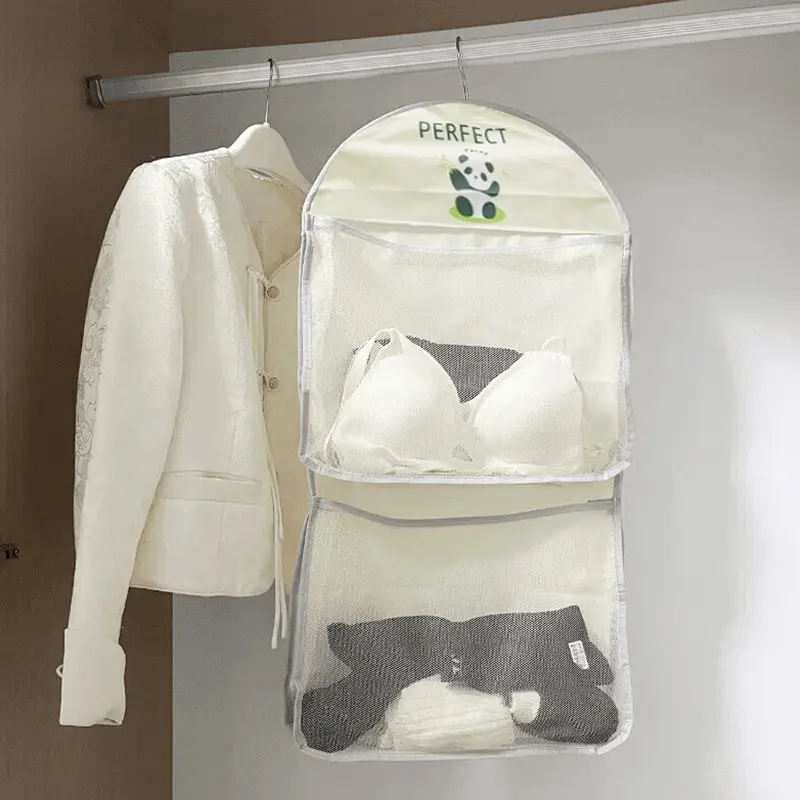 Multi-layer Mesh Storage Hanging Bag Space-saving Lightweight Durable Suitable For Bras Underwear Socks Home Cloth Storage Bag