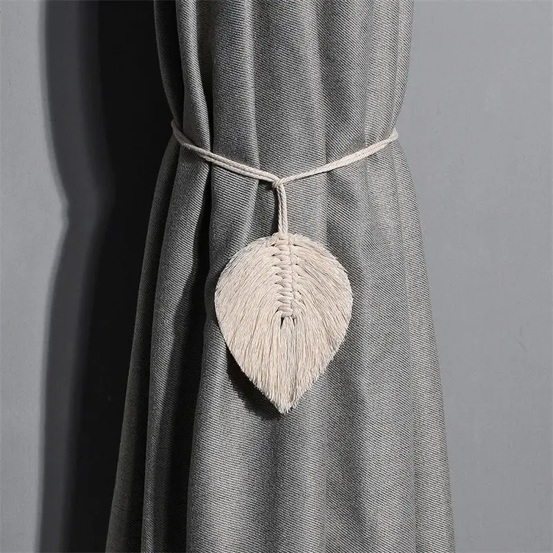 Curtain Tiebacks Leaf Cotton Rope Ties Creative Leaves Tie Backs Holdback Strap For Kitchen Window Room Bedroom Decoration