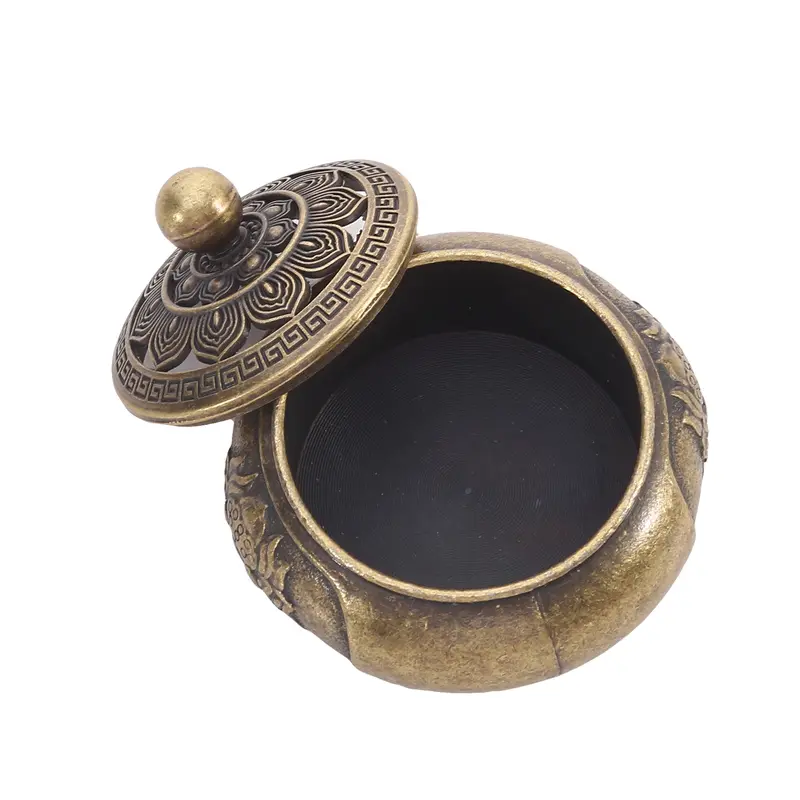 Classical Antique Lotus Flower Incense Burner Buddhism Holder Brass Mini Sandalwood Censer Incense Metal Craft Home Decoration