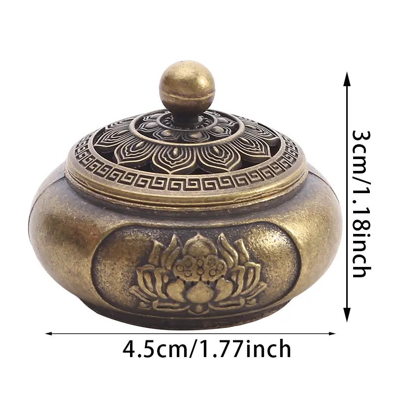 Classical Antique Lotus Flower Incense Burner Buddhism Holder Brass Mini Sandalwood Censer Incense Metal Craft Home Decoration
