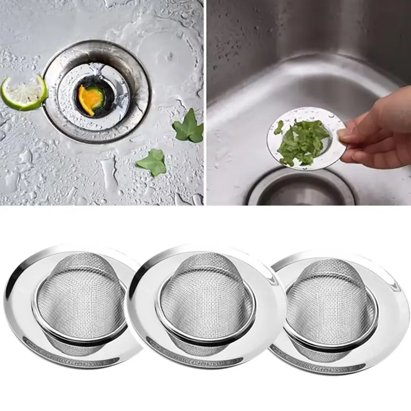 3/6pcs Stainless Steel Bathtub Hair Catcher Stopper Shower Drain Hole Filter Trap Kitchen Metal Sink Strainer Floor Drain