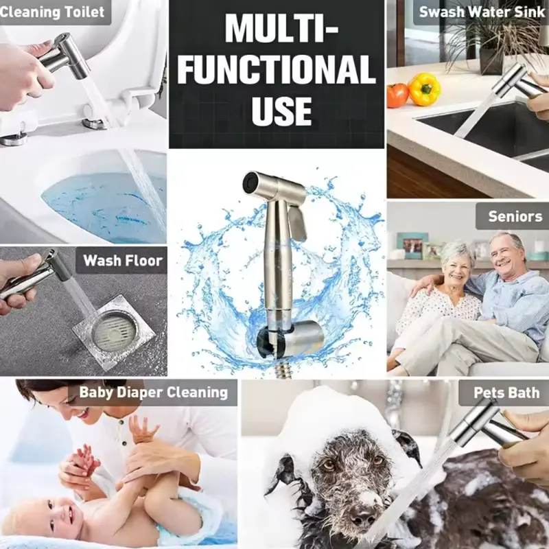 Sprayer Gun Hand Protable Toilet Bidet Holder Handheld Faucet Home Bathroom Shower Head Self Cleaning