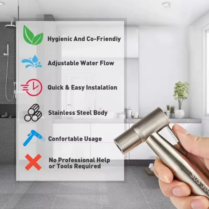 Sprayer Gun Hand Protable Toilet Bidet Holder Handheld Faucet Home Bathroom Shower Head Self Cleaning