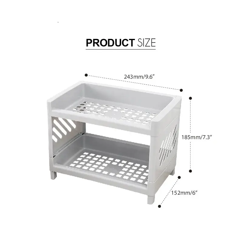 1/2PC PP Desktop Double Layer Storage Rack Rectangular White Organizing Student Desk Office Cosmetics Stationery