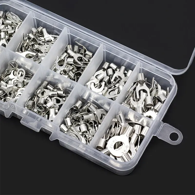 Copper Ring Fork Terminals Kit Non-Insulated Electrical O/Y Type  Brass Terminal Assortment Set Cable Wire Connector Crimp Spade