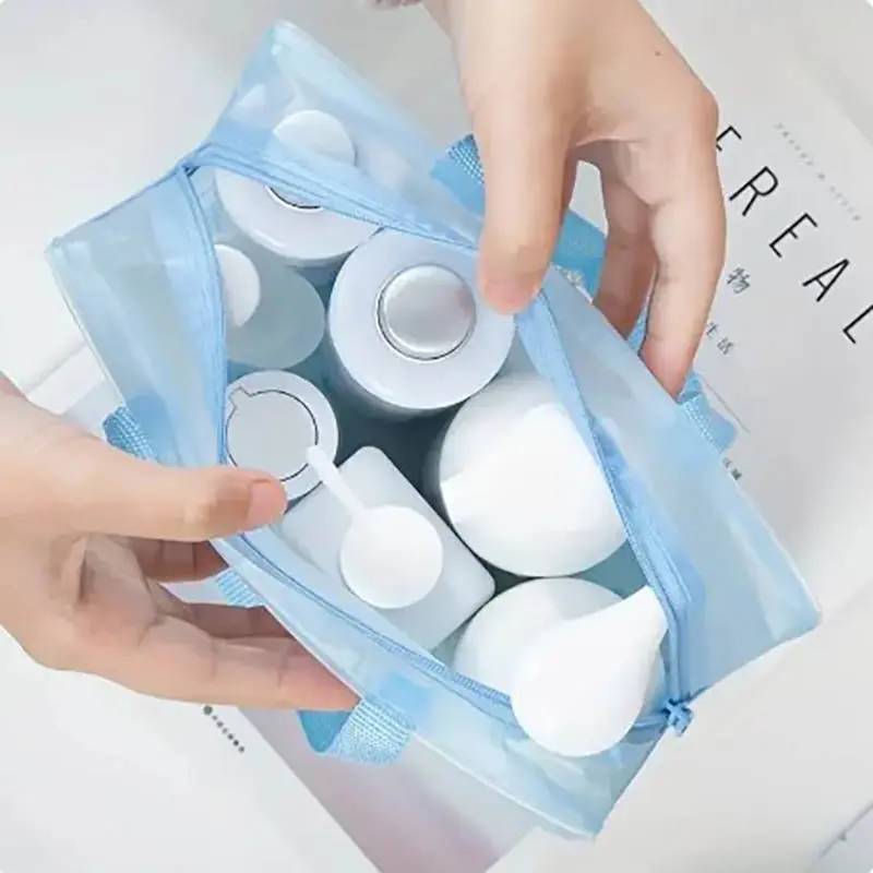 5pcs Transparent Toiletry Packaging Travel Cosmetic Bag Waterproof Travel BagToiletry Bag Portable Travel Business BeachBag