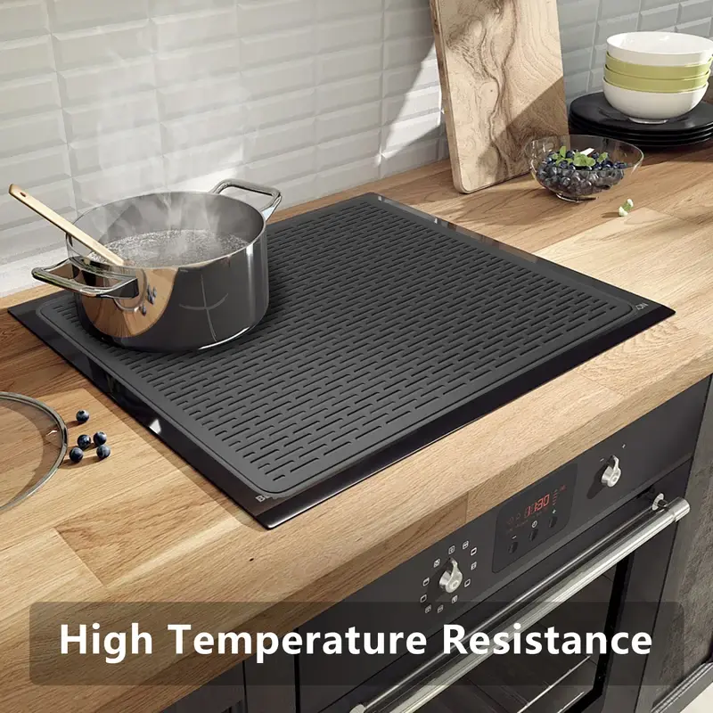 Induction Hob Protector Mat Large Silicone Induction Cooktop Scratch Cover Thickened Nonstick Heat Resistant Countertop Mat