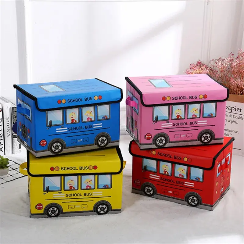 Cartoon Car Storage Box Foldable Clothes Integral Box Non-woven Film Covered Toy Sundry Storage Box Storage Organizer