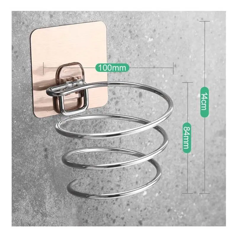 1pc Hair Dryer Holder Free Punching Stainless Steel Hair Dryer Rack Wall Hanging Bathroom Bathroom Hair Dryer Rack Storage Rack