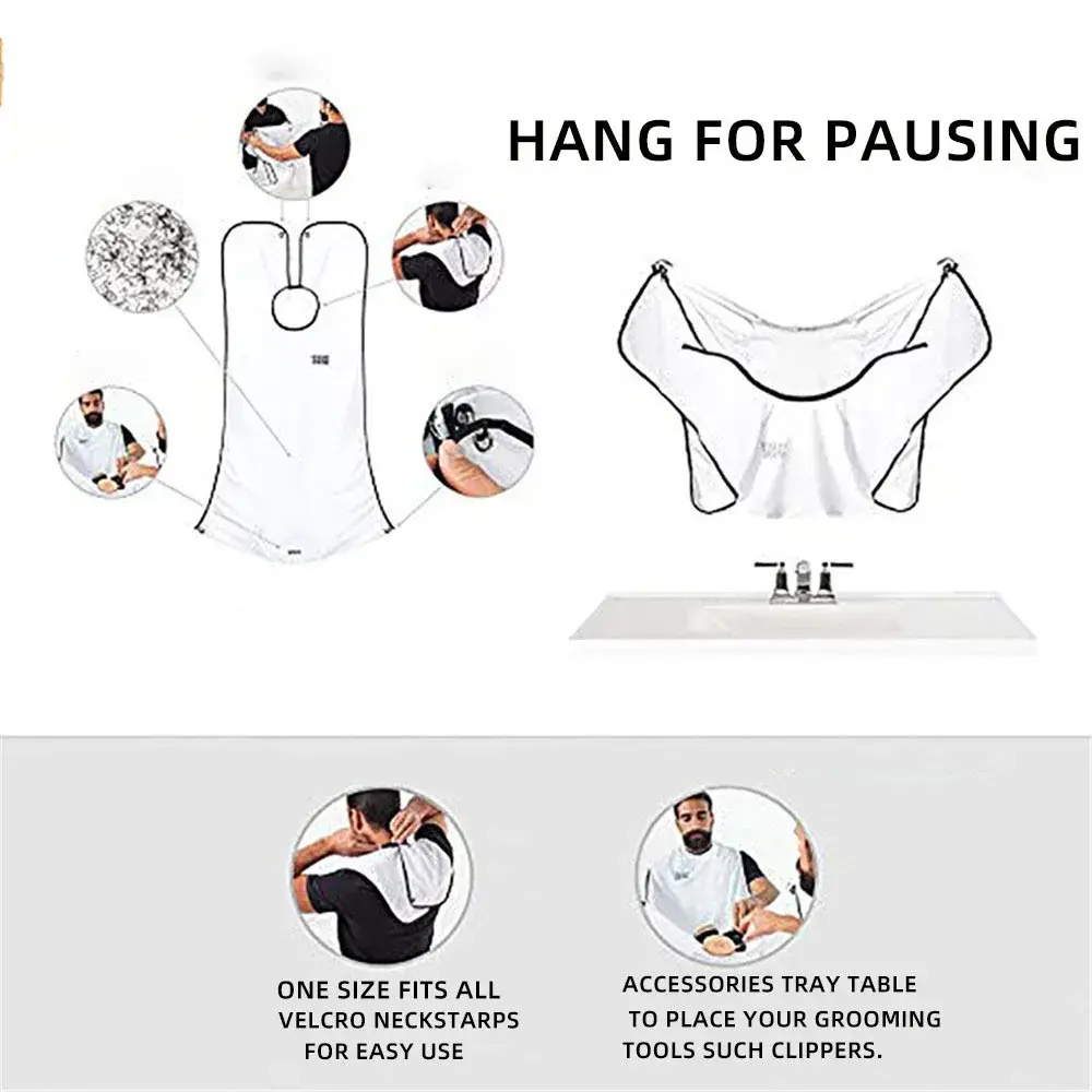 Male Shaving Apron with Beard Catcher Cape Face Shaving Bib Hair Catcher for Shavers Hairdresser Tool Clean Apron Gift for Men