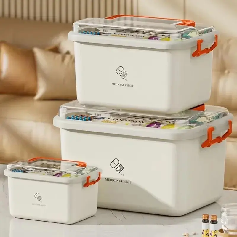 Portable Medicine Box Large Capacity Home Furniture Living Room Glove Box Home Emergency Medicine Box Multi-Layer Storage Box
