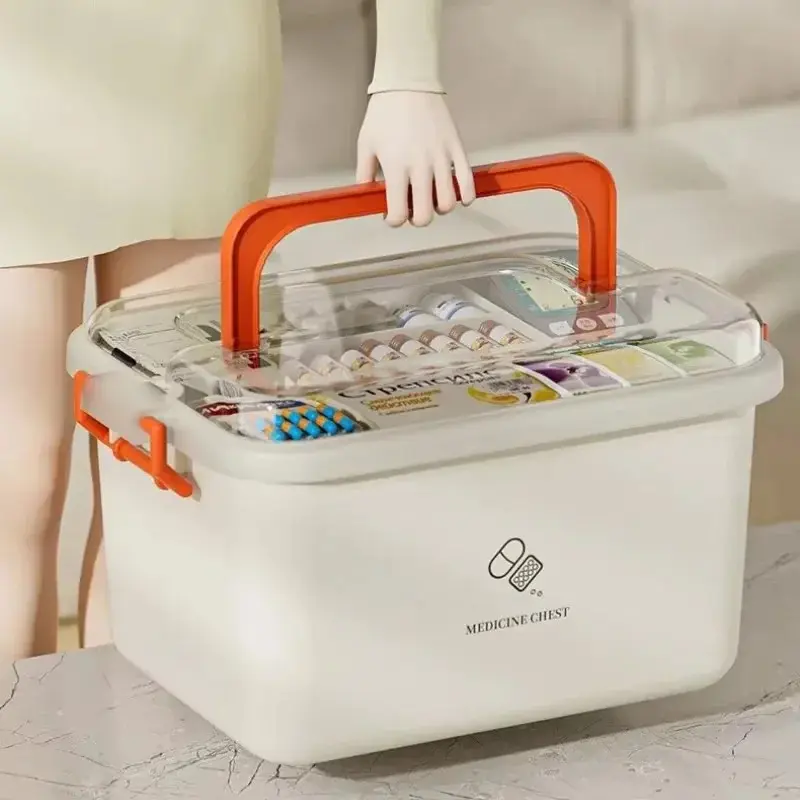 Portable Medicine Box Large Capacity Home Furniture Living Room Glove Box Home Emergency Medicine Box Multi-Layer Storage Box