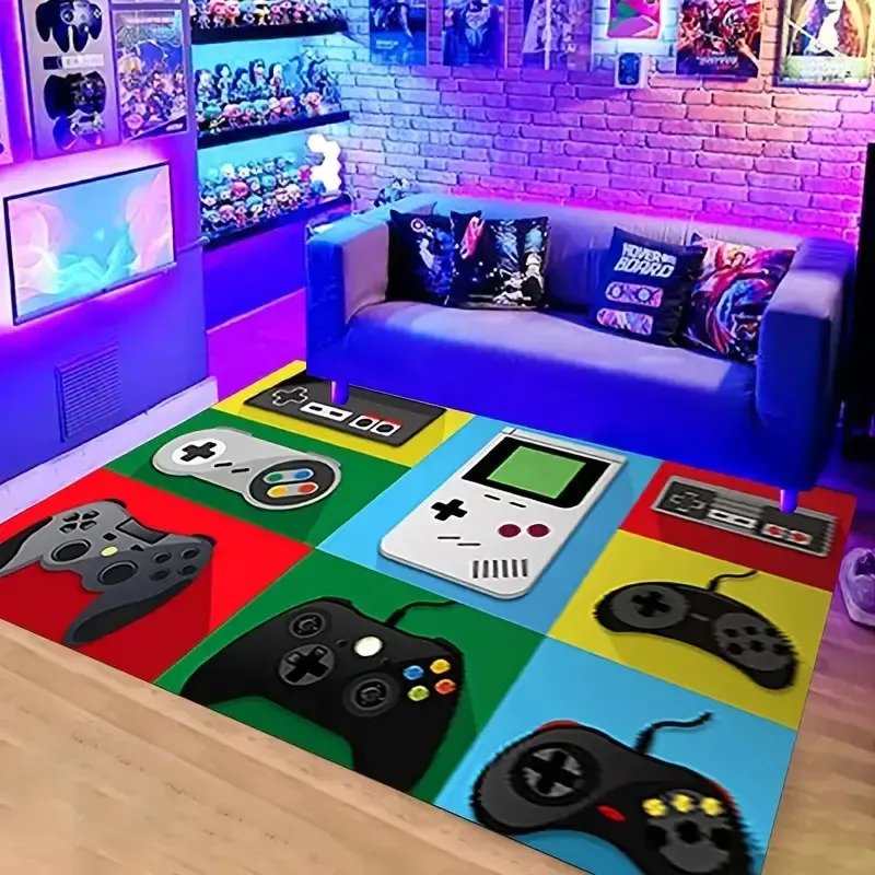 Living Room Carpet Cartoon Game Machine Pattern Floor Mat Children's Player Area Carpet Soft Non-Slip Bedroom Entrance Floor Mat