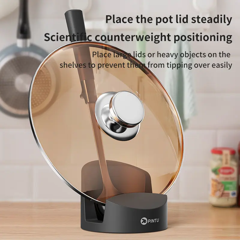 1/2pcs Nordic Style Beige/Black Silicone Pot Lid Shovel Storage Rack Practical Multifunctional Kitchen Supply Non Slip