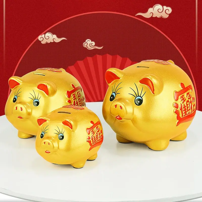 Creative Golden Pig Piggy Bank New Coin Bank Cute Cartoon Piggy Bank Gift Craft Money Box Savings Home Decor