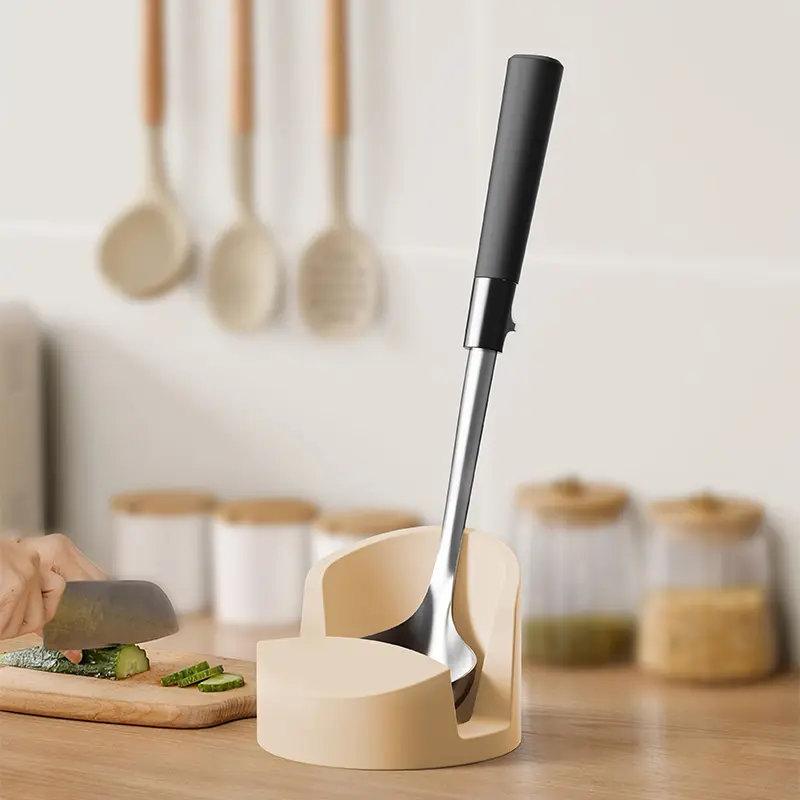 1/2pcs Nordic Style Beige/Black Silicone Pot Lid Shovel Storage Rack Practical Multifunctional Kitchen Supply Non Slip