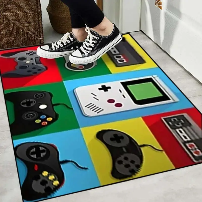 Living Room Carpet Cartoon Game Machine Pattern Floor Mat Children's Player Area Carpet Soft Non-Slip Bedroom Entrance Floor Mat