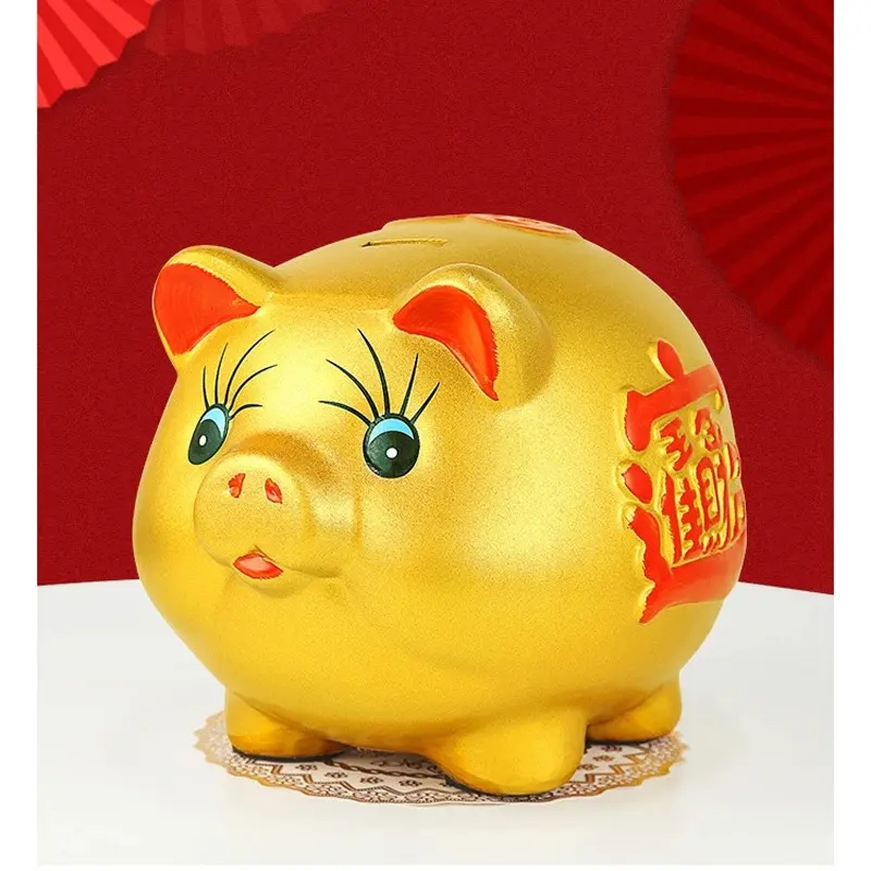 Creative Golden Pig Piggy Bank New Coin Bank Cute Cartoon Piggy Bank Gift Craft Money Box Savings Home Decor