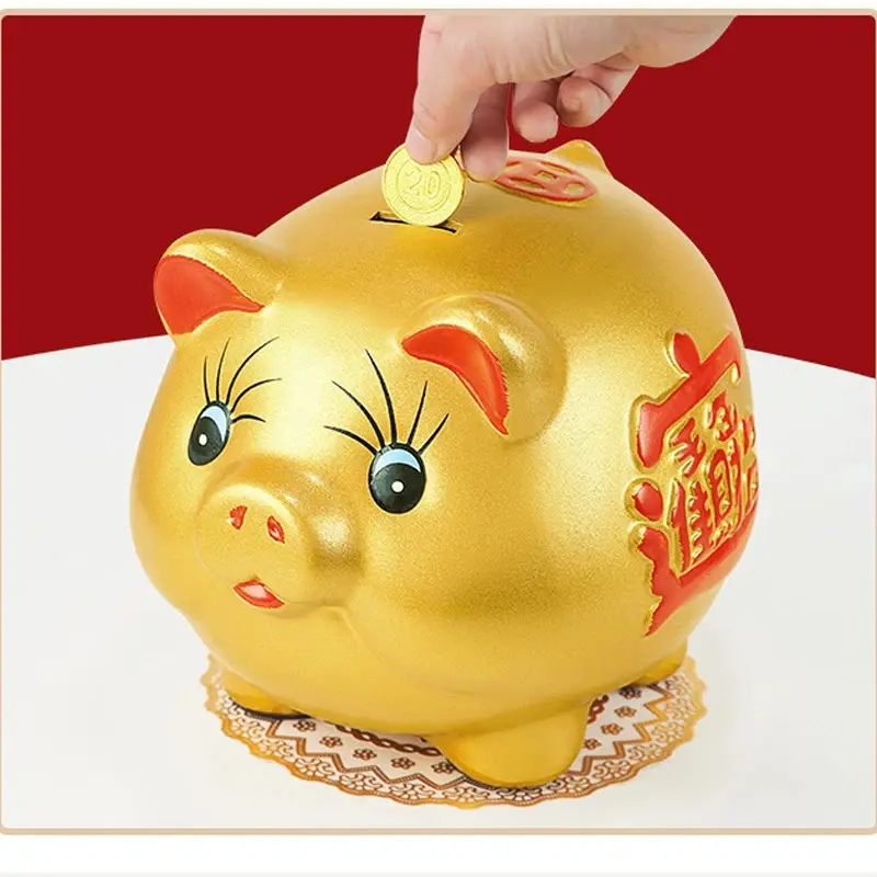 Creative Golden Pig Piggy Bank New Coin Bank Cute Cartoon Piggy Bank Gift Craft Money Box Savings Home Decor