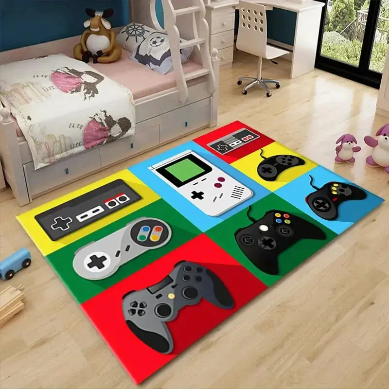 Living Room Carpet Cartoon Game Machine Pattern Floor Mat Children's Player Area Carpet Soft Non-Slip Bedroom Entrance Floor Mat