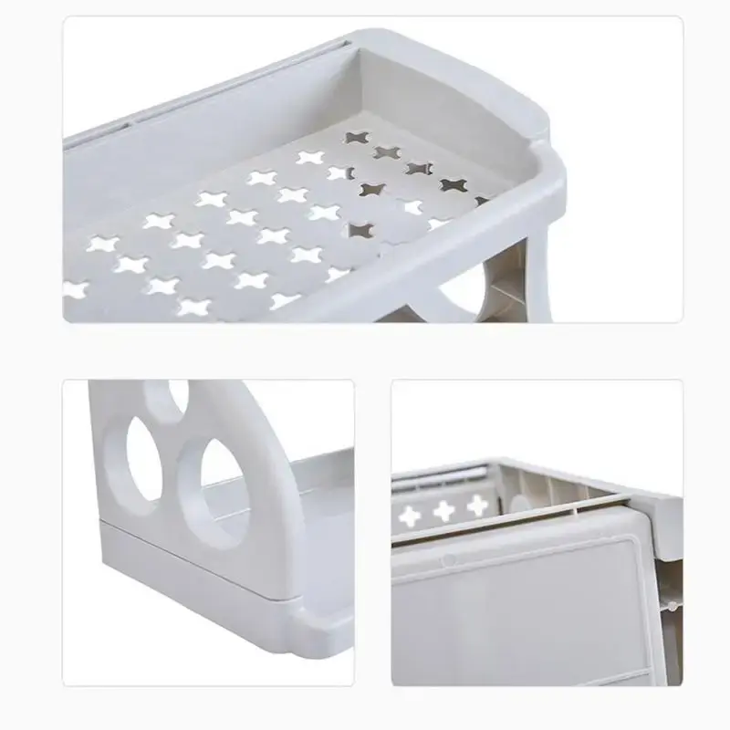 2Layers Kitchen Storage Shelf Plastic Countertop Seasoning Jar Spice Storage Rack Microwave Oven Shelves Home Accessories