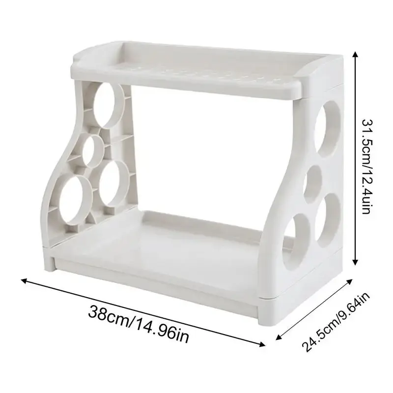 2Layers Kitchen Storage Shelf Plastic Countertop Seasoning Jar Spice Storage Rack Microwave Oven Shelves Home Accessories