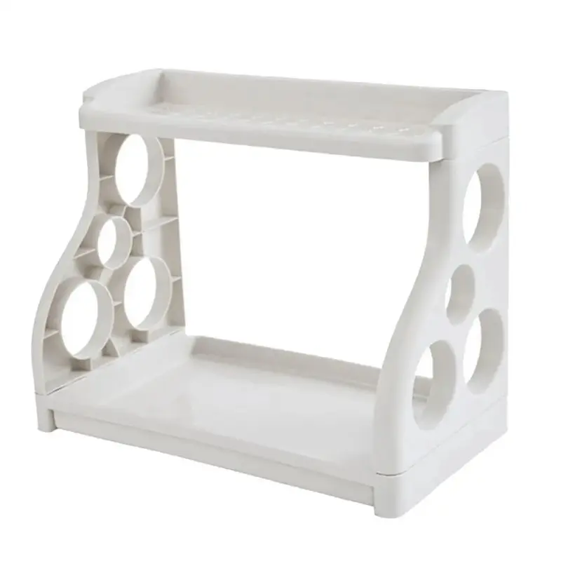 2Layers Kitchen Storage Shelf Plastic Countertop Seasoning Jar Spice Storage Rack Microwave Oven Shelves Home Accessories