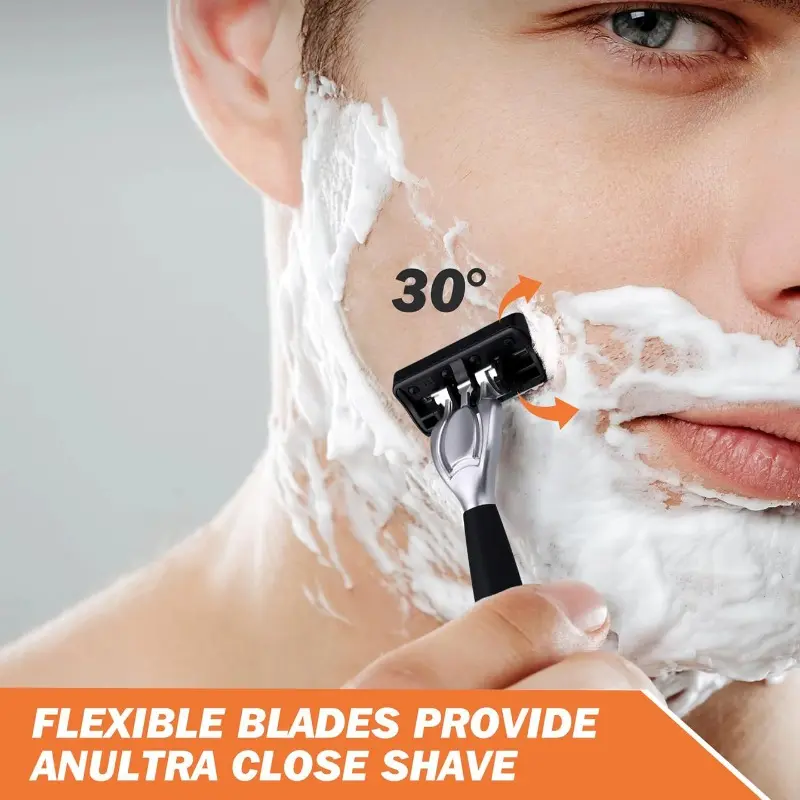 Washable metal ordinary beard and beard, 7-layer manual men's razor, stainless steel blade hand guard, metal razor holder.