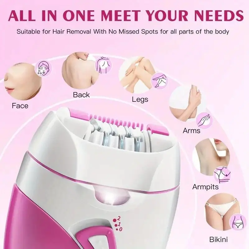 Electric Epilator, Facial Full Body Hair Remover, RechargeableBikini Underarms Hair Removal Device, Summer Essentials For Women