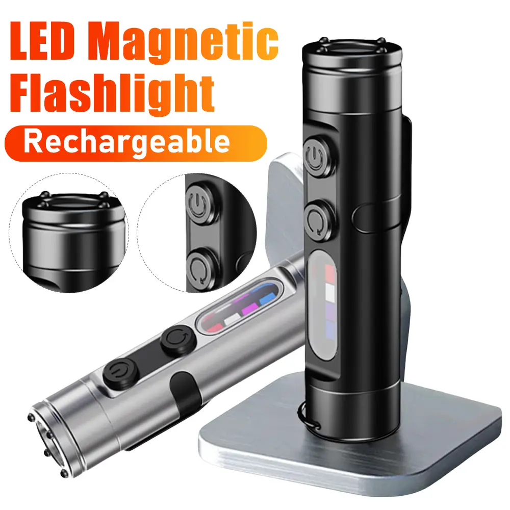 EDC Strong Light Flashlight Outdoor Flashlight Maintenance Work Searchlight Rechargeable LED Magnetic Super Bright Flashlight