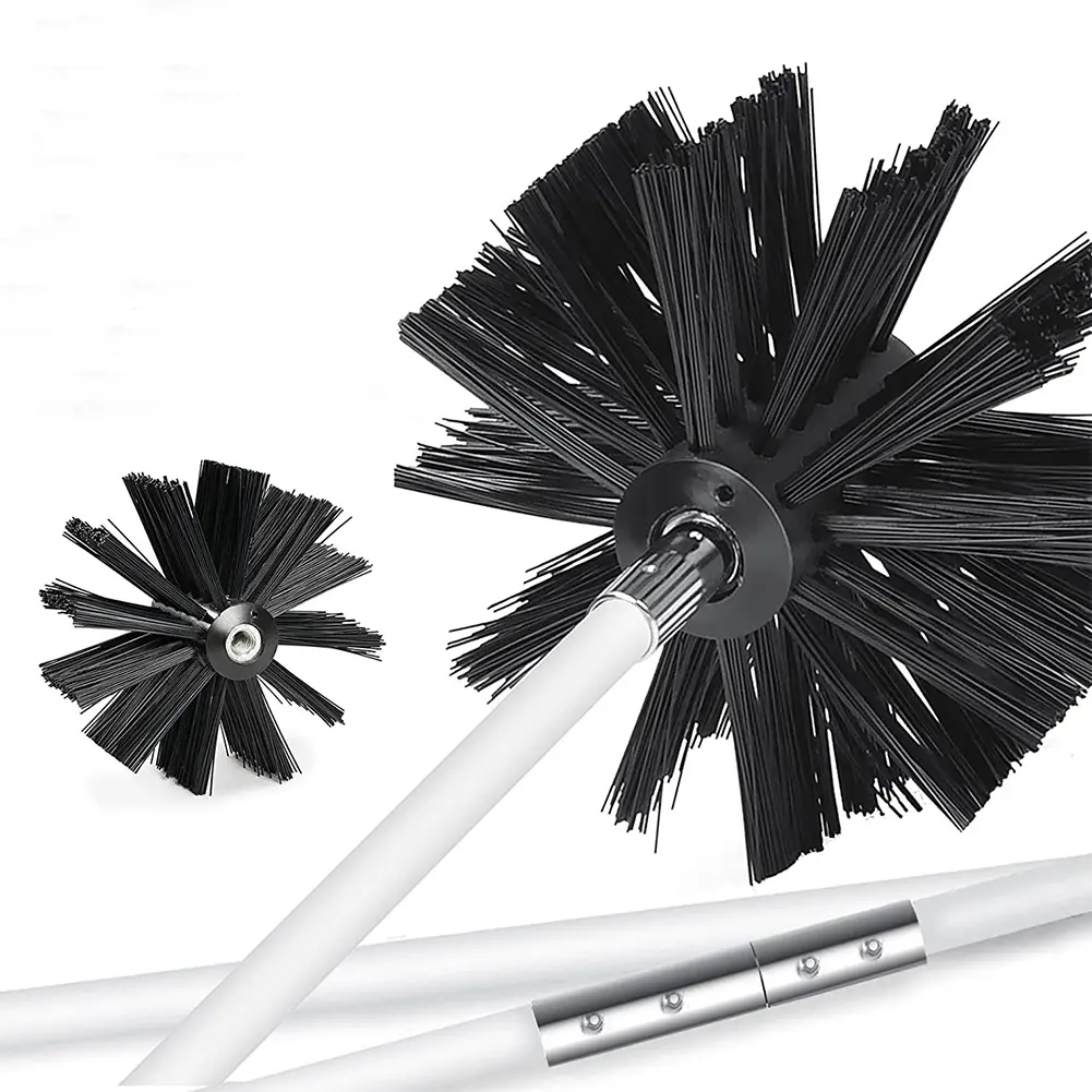 Chimney Brush Set with Long Handle Rods Dryer Vent Cleaner Kit Flexible Rotary Chimney Brush Fireplace Inner Wall Cleaning Tools