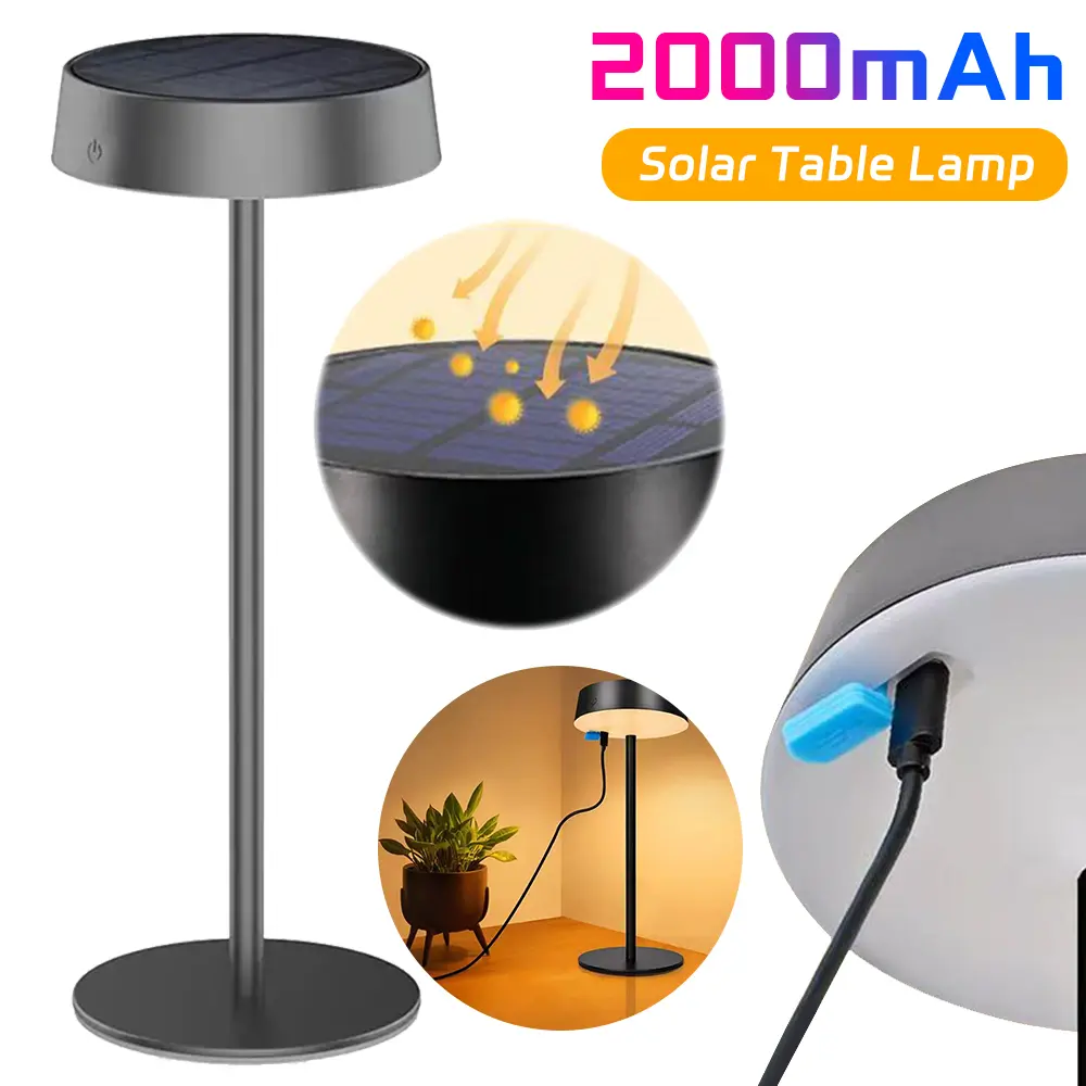 Solar Desk Lamp Solar Light Table Lamp For Bedroom Camping Two Charging Way 3 Color Temperature Waterproof Night Lights For Home