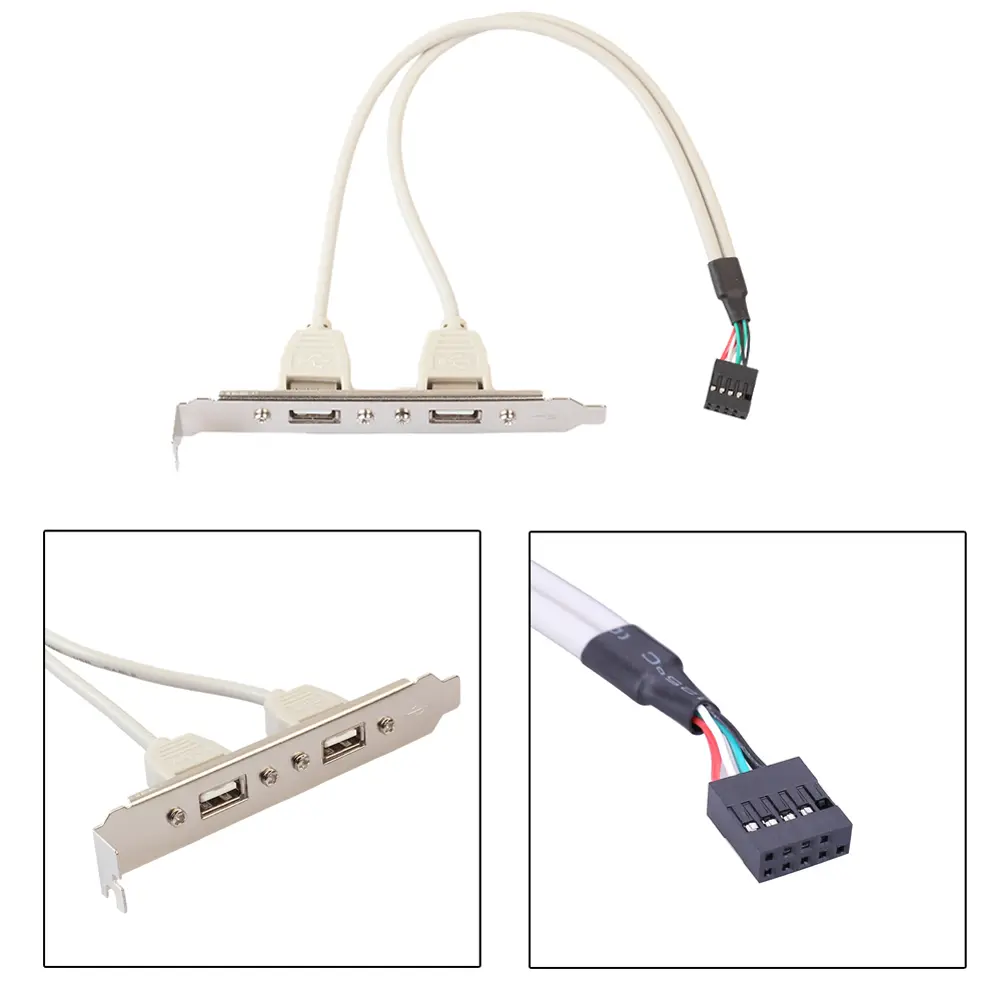 2 Port USB 2.0 Motherboard USB Cable Host Adapter To 9 Pin Dual USB 2.0 Female Back Panel Connector Cable Adapter for Computer