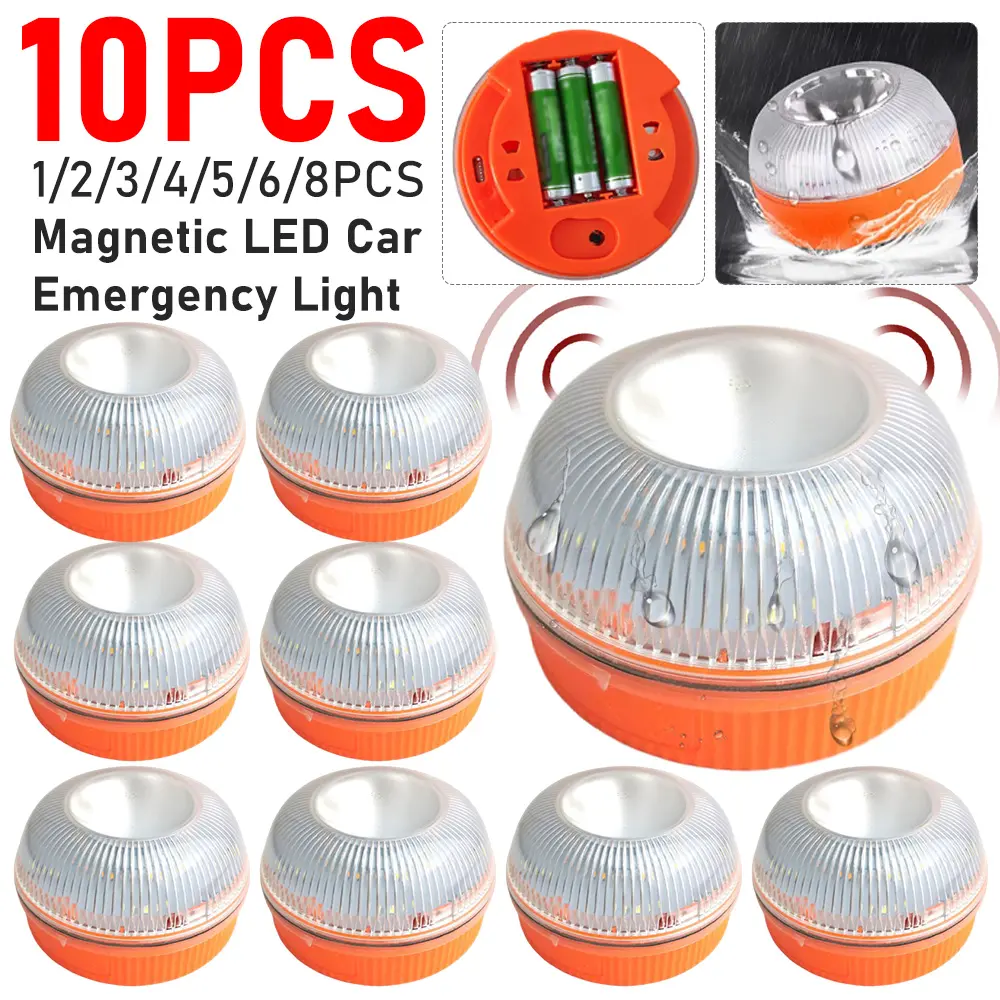 1-10PCS Flash Lights LED White Light Emergency Light Yellow Lights Car Warning Lamps Traffic Light Bottom Strong Magnet Lamp