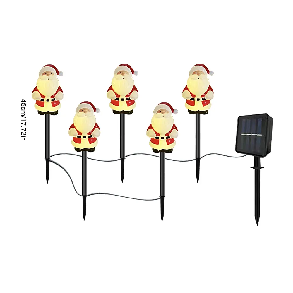 Santa Claus Solar Powered Stakes Light IP65 Waterproof Garden Light 8 Light Modes Outdoor Patio Lights for Walkway Patio Garden