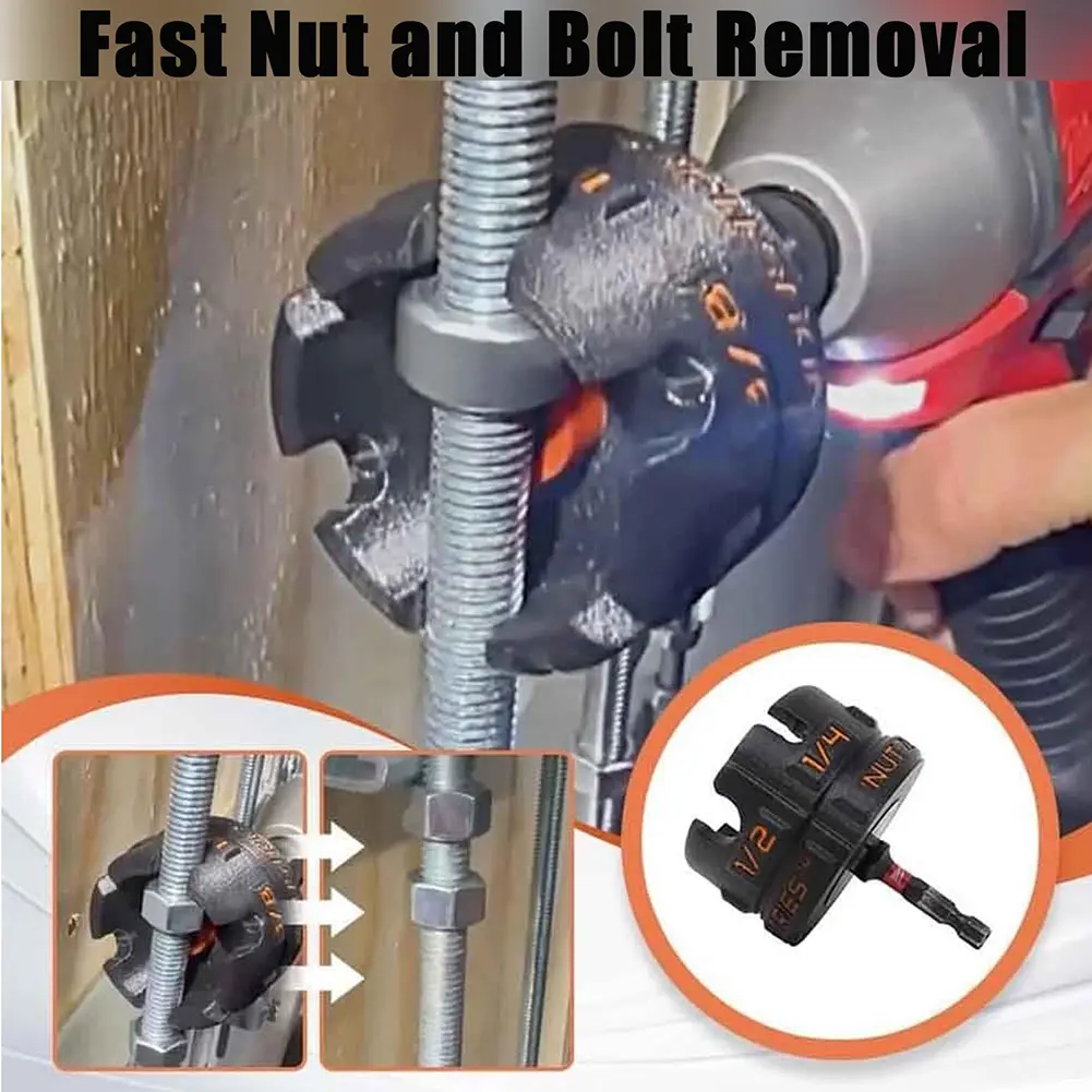 Nut Zip Drill Attachment Multifunction Nut Drill Bit Socket Hex Shank Nut Driver Extractor for Fast Nut and Bolt Removal