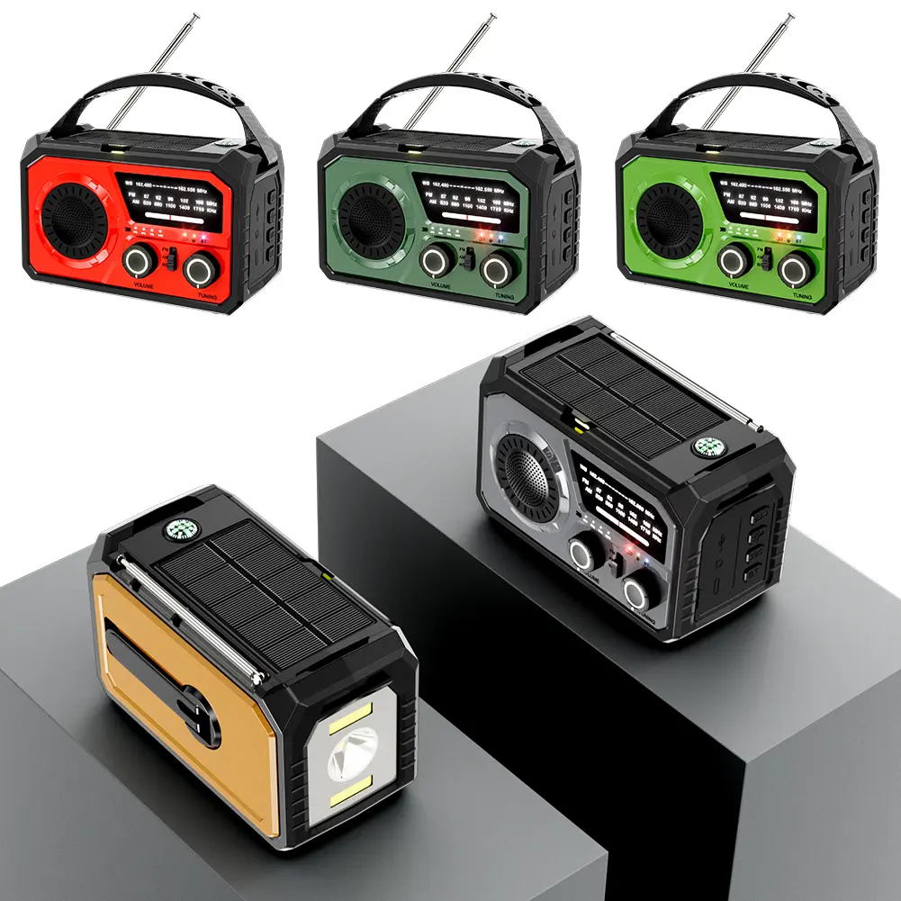 16000mAh AM/FM/WB NOAA Portable Weather Radio Hand Crank/Solar/Type-C Charging Weather Alert Radio SOS Alarm for Outdoor Camping