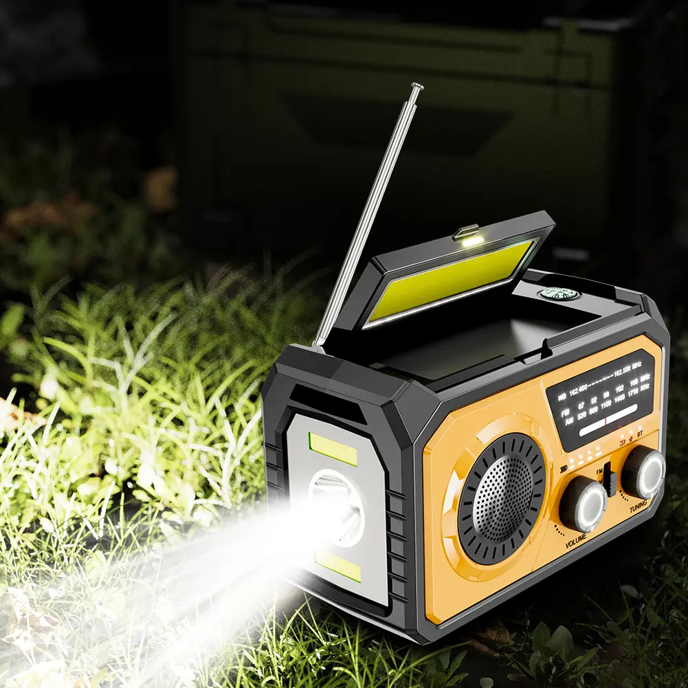 16000mAh AM/FM/WB NOAA Portable Weather Radio Hand Crank/Solar/Type-C Charging Weather Alert Radio SOS Alarm for Outdoor Camping