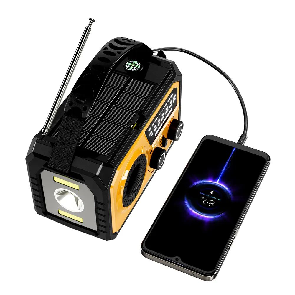 16000mAh AM/FM/WB NOAA Portable Weather Radio Hand Crank/Solar/Type-C Charging Weather Alert Radio SOS Alarm for Outdoor Camping