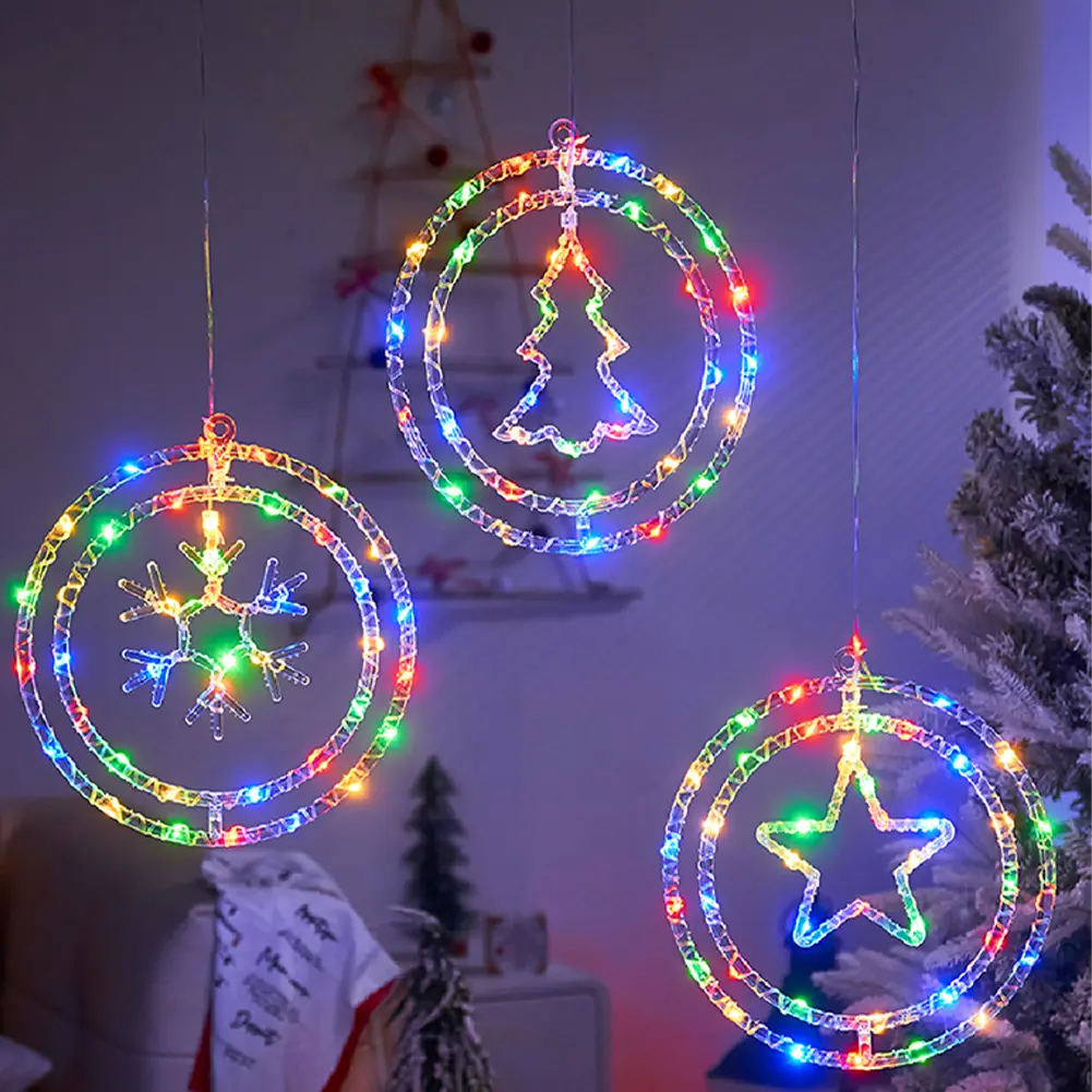 LED Curtain Fairy String Light Remote Control Christmas Decor Ring Lights Christmas String Hanging Lights Home Garden Decoration