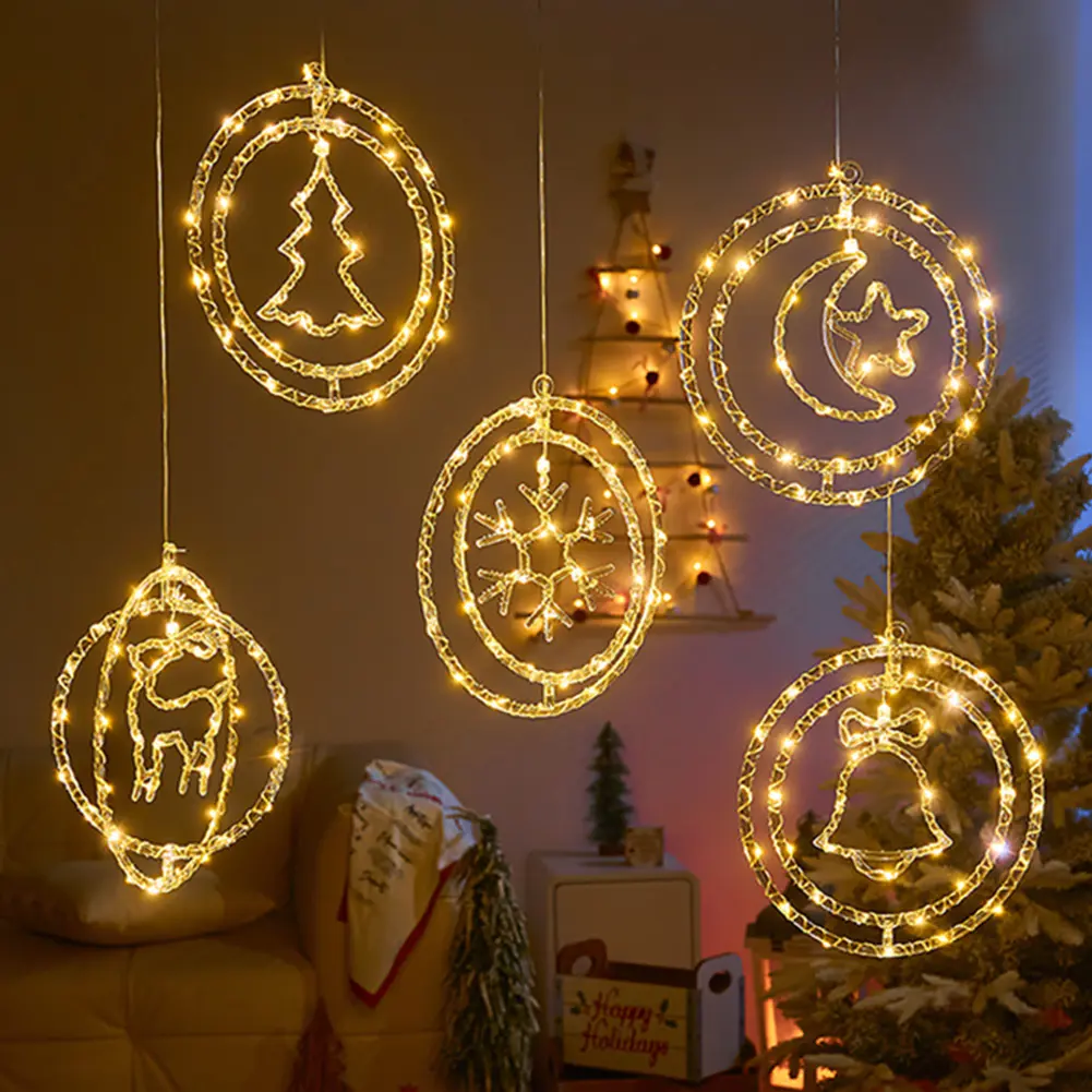 LED Curtain Fairy String Light Remote Control Christmas Decor Ring Lights Christmas String Hanging Lights Home Garden Decoration