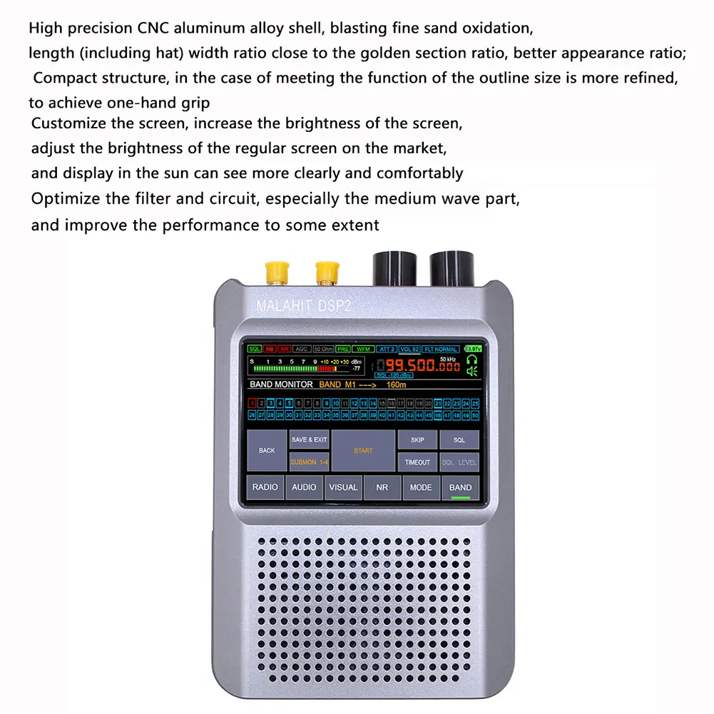 New Firmware 10kHz-380MHz 404MHz-2GHz Malahit-DSP2 2.40 DSP SDR Malahiteam Receiver Radio Receiver 3.5 inch Touch LCD Screen