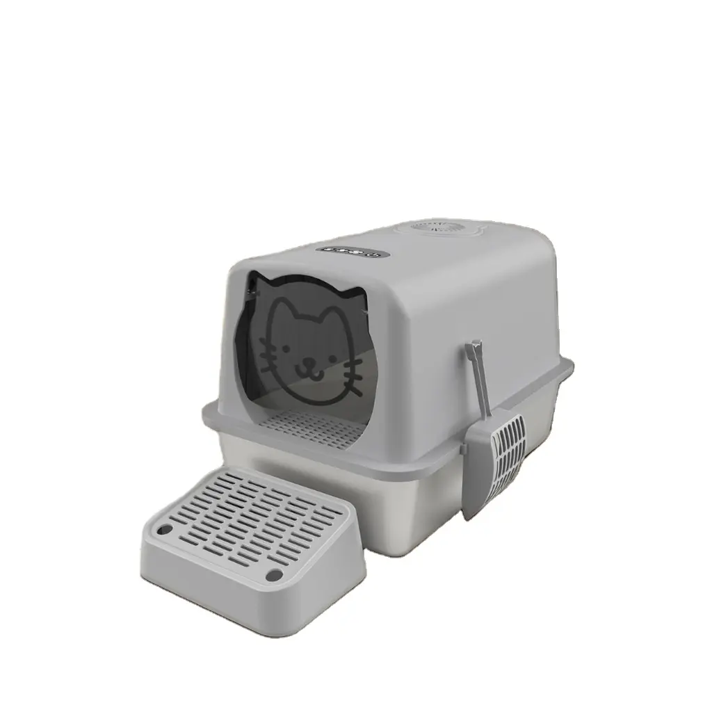 Wholesale  Hot XL Extra Large Cat Litter Box Easy Clean Lid Stainless Hooded Enclosed Cat Litter Box