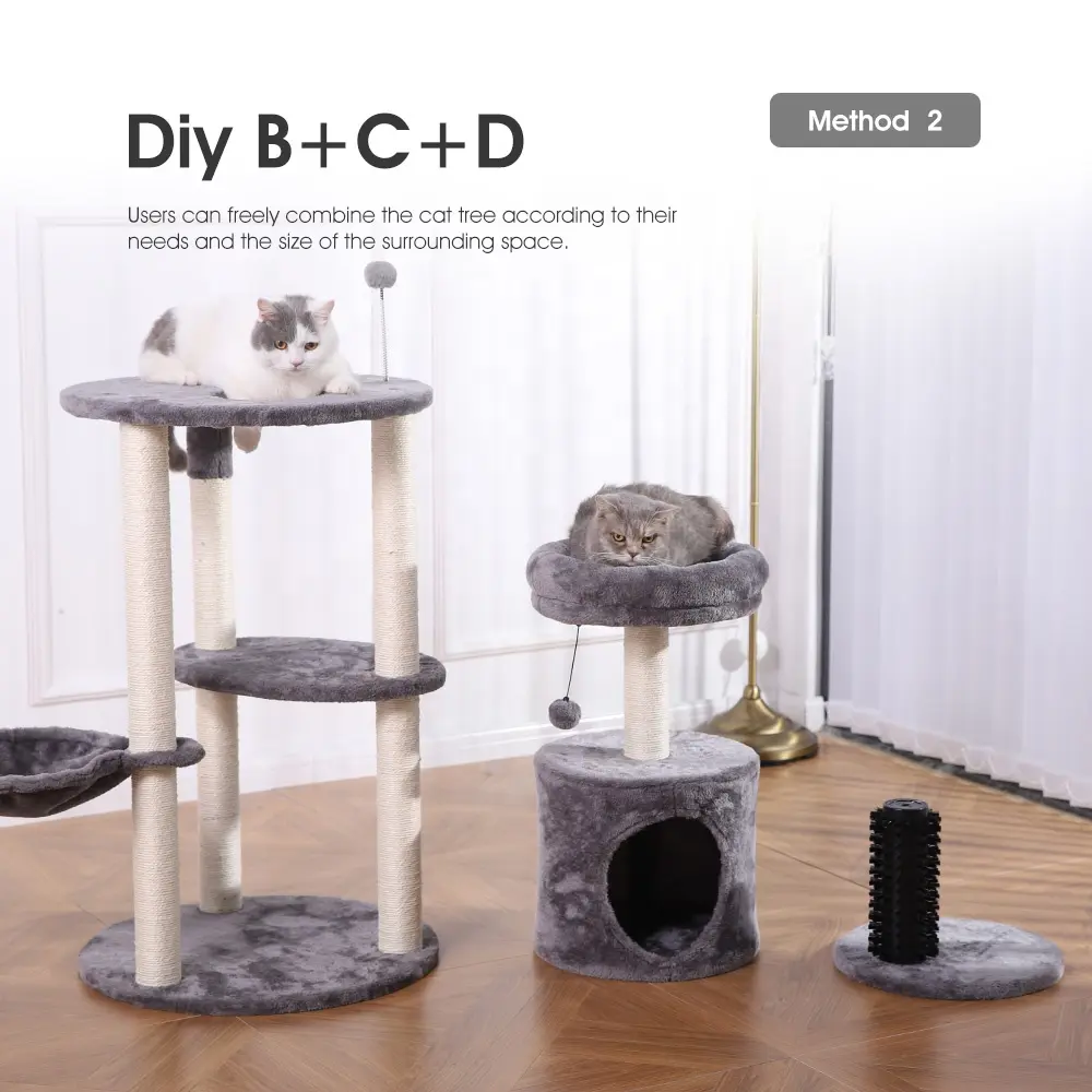 3 in 1 Design DIY Multiple Combination Luxury Sisal Scratching Condo House Cat Tree