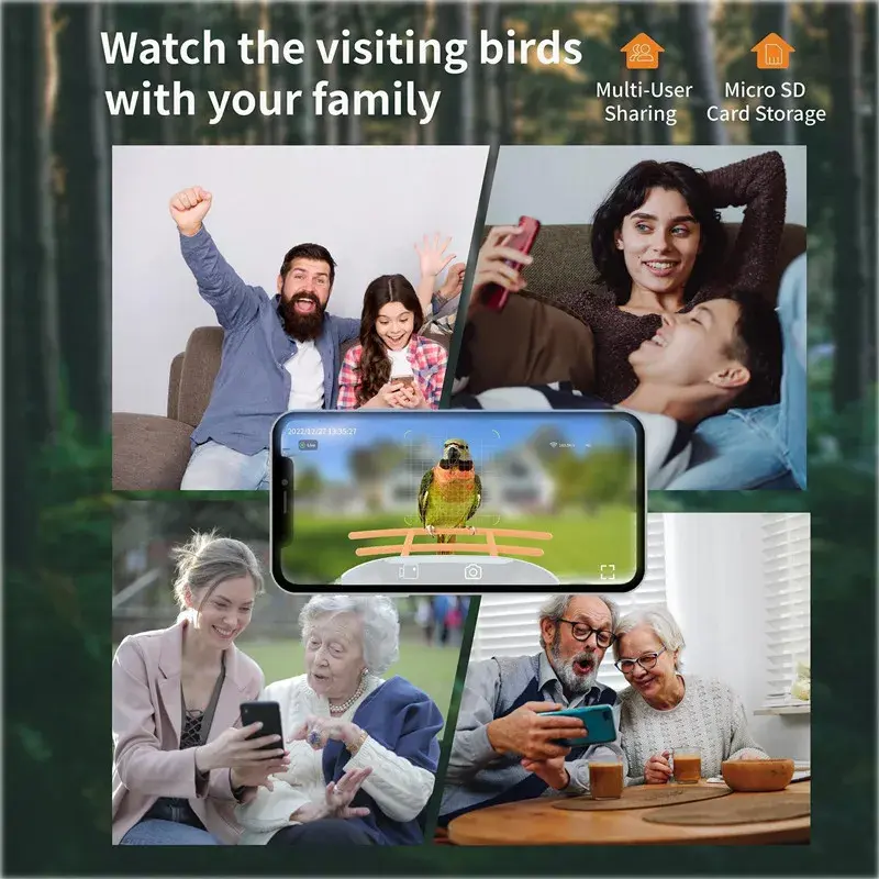 2L IP66 AI Smart Bird Feeder with Camera Wireless WiFi Solar Garden Bird Feeder