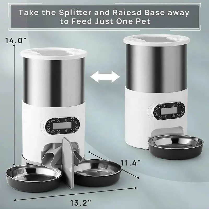 Smart Automatic Pet Feeder 4.5L Timed Cat Dry Food Dispenser Voice Recorder IR Sensor Stainless Steel Automatic Dog Food Feeder