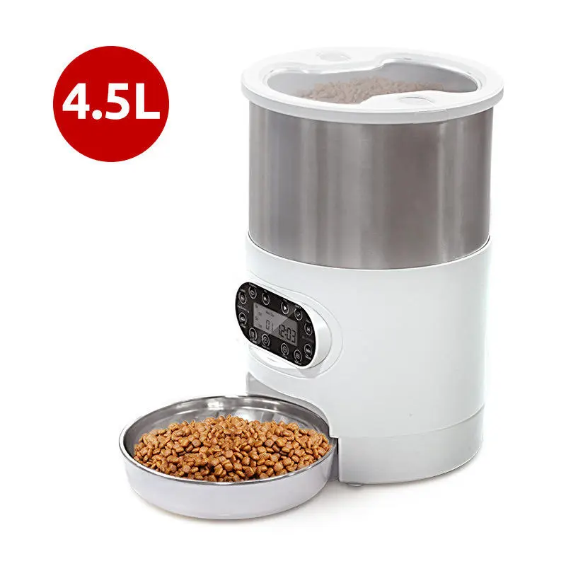 Smart Automatic Pet Feeder 4.5L Timed Cat Dry Food Dispenser Voice Recorder IR Sensor Stainless Steel Automatic Dog Food Feeder