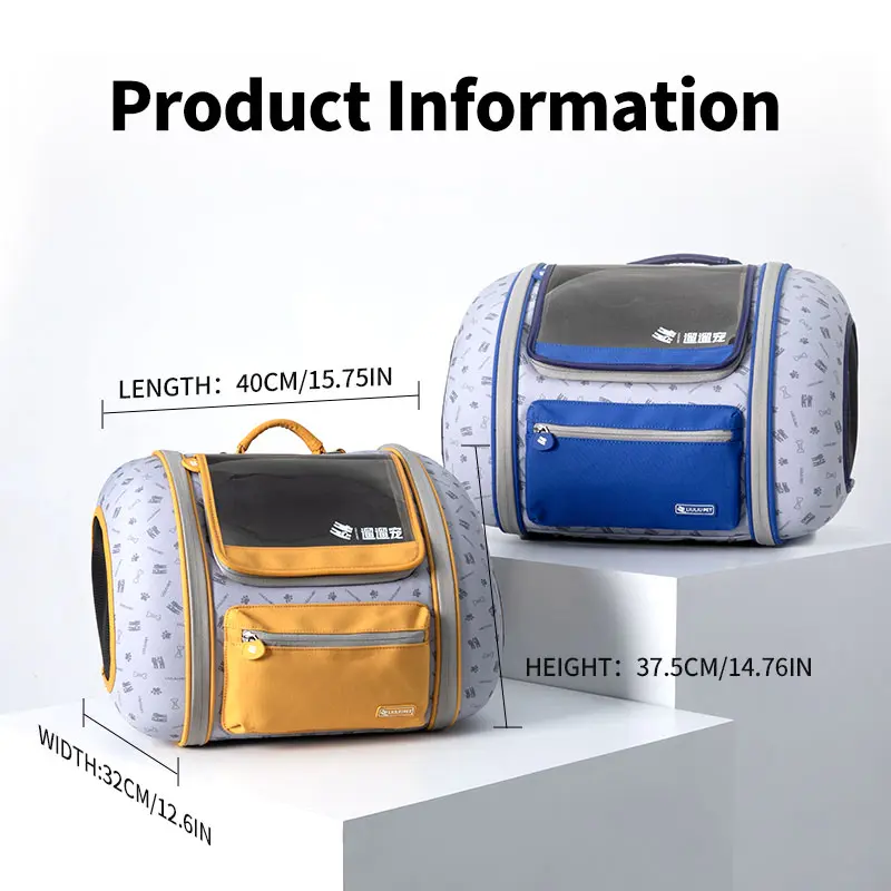 Large Capacity Expandable Pet Carrier Backpack Portable Shoulder Cat Schoolbag with Zipper Closure for Cats and Dogs